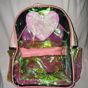 Shimmering Heart Kids Backpack - Pink and Green